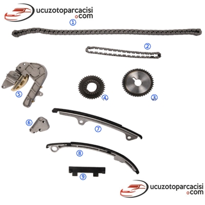 Nissan X-Trail 2.0 2002-2008 QR20 Triger Zincir Seti 9 Parça