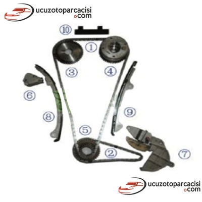 Nissan XTrail VVT Dişlili Triger Zincir Seti 2.0 QR20 2002-2008 10 Parça