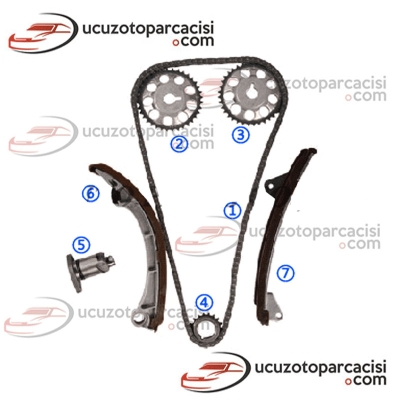 Toyota Corolla 2002-2007 28mm Gergili Triger Zincir Seti 7 Parça