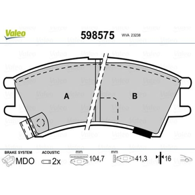 VALEO 598575 Hyundai Atos 1998-2002 Ön Fren Balata Set