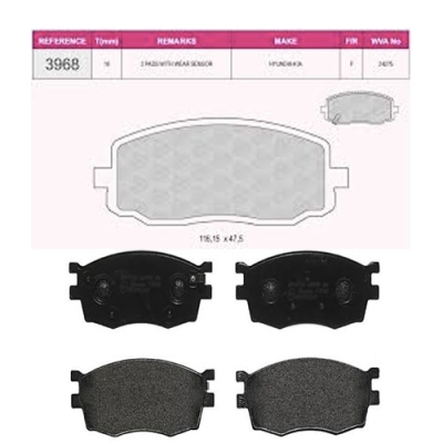 GRAP 93968 Hyundai i20 2008-2015 i10 2008-2011 Kia Picanto 2004-2011 Ön Fren Balata Set