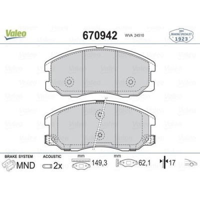 VALEO 670942 Chevrolet Captiva Anatara Ön Fren Balata Set